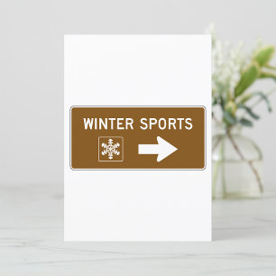 Winter Sports Road Sign Invitation
