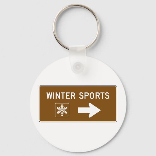 Winter Sports Road Sign Keychain