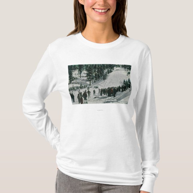 Winter Sports Scene at Charleston Mountain T-Shirt (Front)