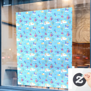 Winter Sports Skating Skiing Pattern Ski Shop Larg Window Cling