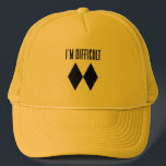 Winter Sports Skiing Mom Birthday Ski Trip Trucker Hat<br><div class="desc">I'm Difficult Skiing gag for the avid skier. Perfect for any time of the year. Black diamonds design that skiers and snowboarders would love. Whether you're hitting the slopes or just hanging out,  let the world know you love your hobby and passion</div>