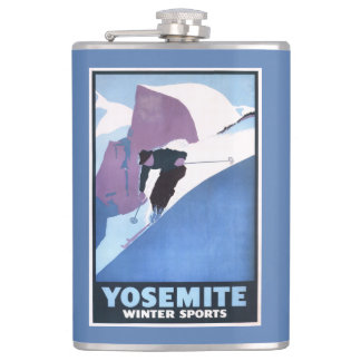 Winter Sports Skiing Promotional Poster Hip Flask