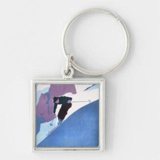Winter Sports Skiing Promotional Poster Keychain