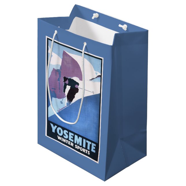 Winter Sports Skiing Promotional Poster Medium Gift Bag (Front Angled)