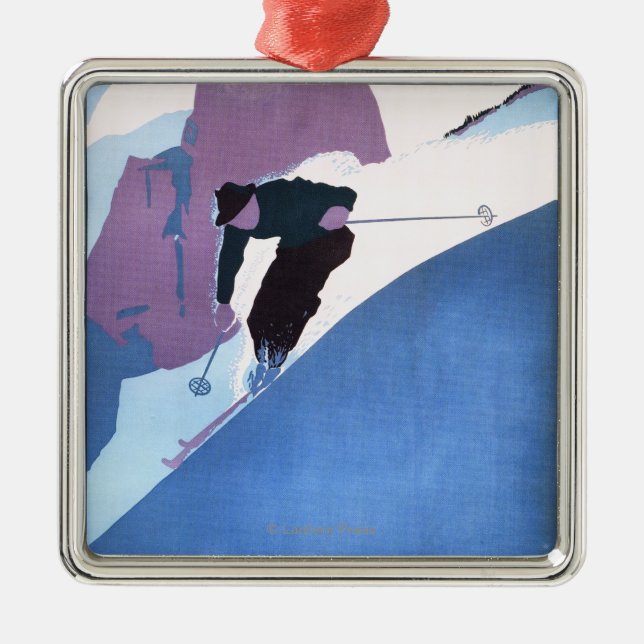 Winter Sports Skiing Promotional Poster Metal Ornament (Front)
