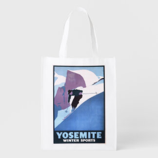 Winter Sports Skiing Promotional Poster Reusable Grocery Bag