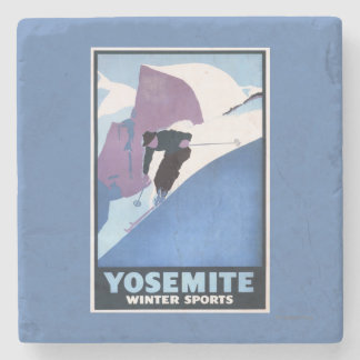 Winter Sports Skiing Promotional Poster Stone Coaster