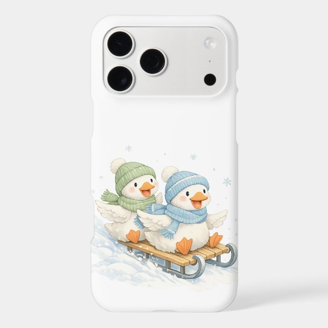 Winter sports, sledding  iPhone case (Back)