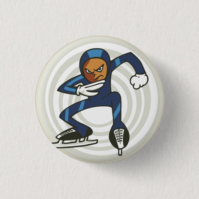 Winter Sports Speed Skater Flair Pinback Button (Front)
