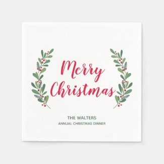 Winter Sprigs Christmas Cocktail Napkin
