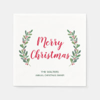 Winter Sprigs Christmas Cocktail Napkin