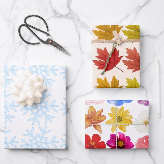 Winter, Spring, Autumn Seasons Gift Wrap (Front)