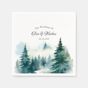 Winter Spruce Christmas Tree Scenery Wedding Napkins