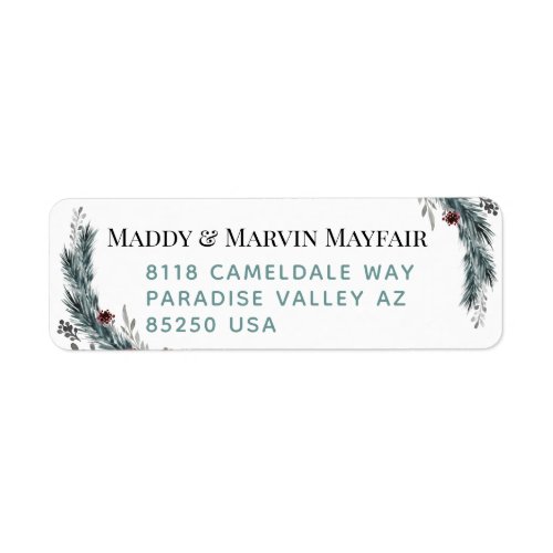 Winter Spruce Floral Posy Return Address Label