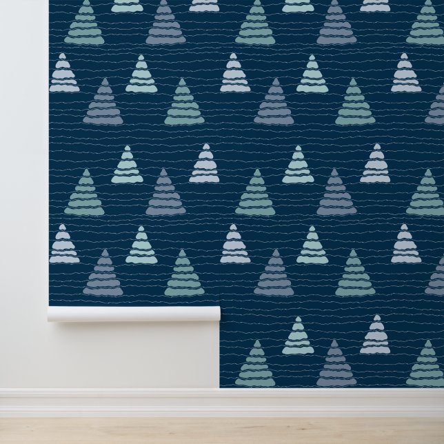 Winter spruce forest with beads wallpaper  (Application)