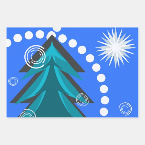 Winter Spruce Snowy Starry Night Wrapping Paper Sheets