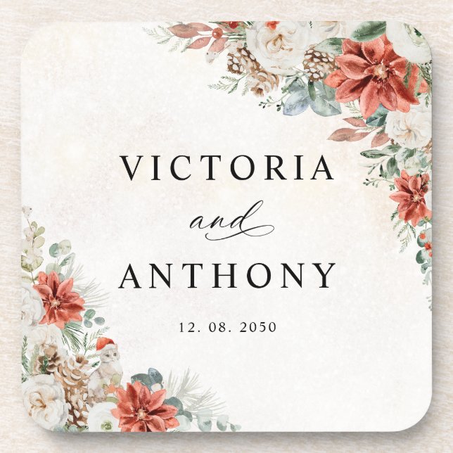 Winter Square Wedding Coaster (Front)