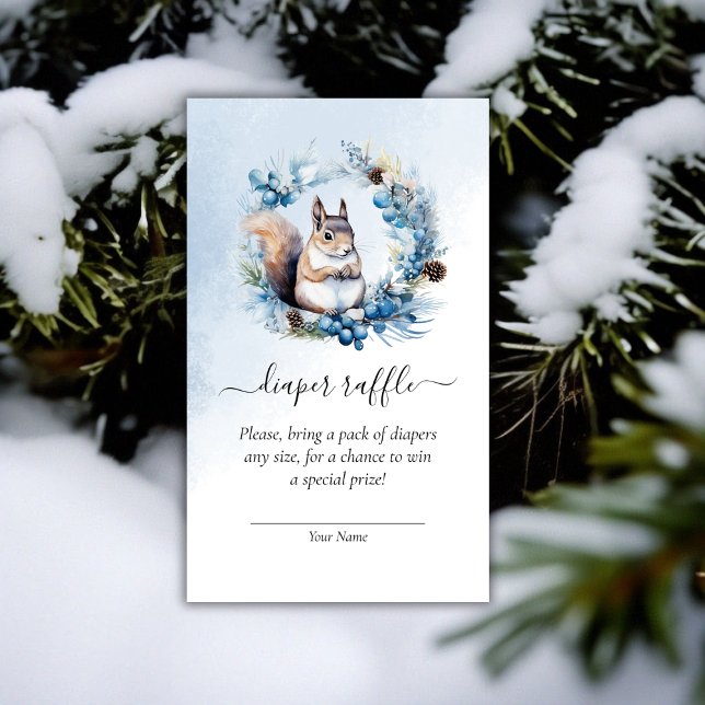 Winter Squirrel Baby Shower Diaper Raffle Enclosure Card (Winter Squirrel Baby Shower Diaper Raffle Enclosure Card)
