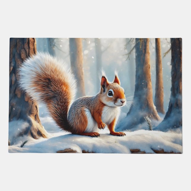 Winter Squirrel Doormat (Front)