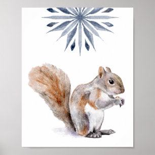 Winter Squirrel Watercolor Print