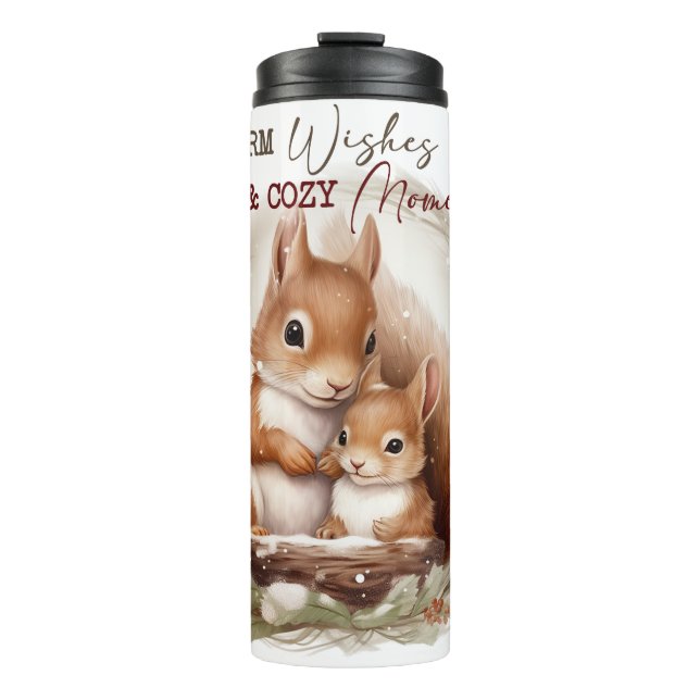 Winter squirrels in the woods Christms Thermal Tumbler (Front)