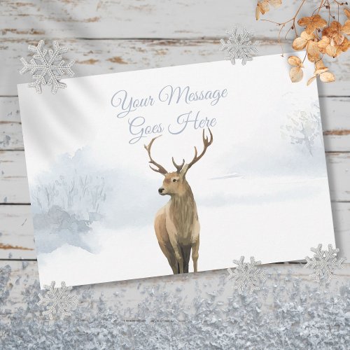 Winter Stag Christmas Holidays Elegant Script Holiday Card