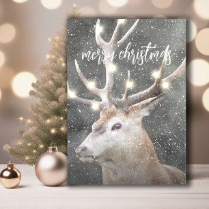 Winter Stag String Lights Christmas Invitation