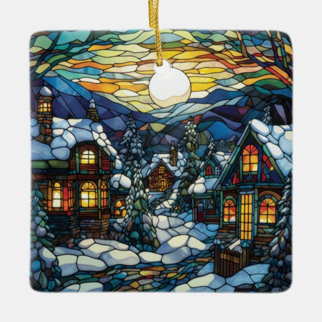 Winter Stained Glass Christmas Ornament (Front)