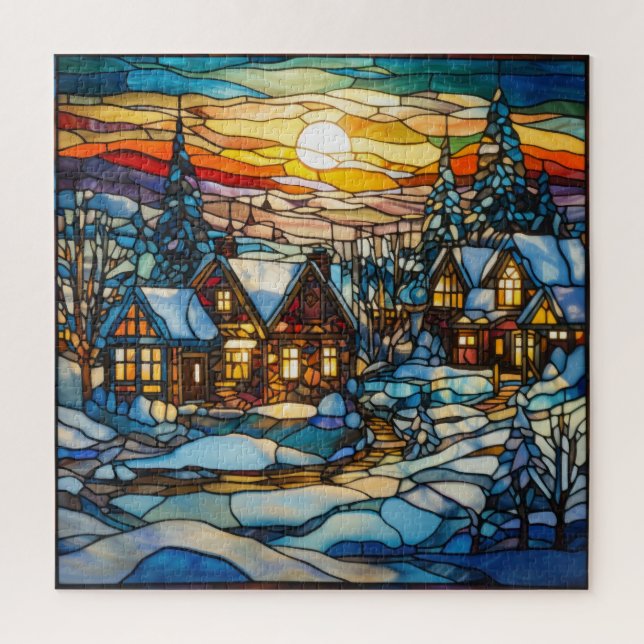 Winter Stained Glass Puzzle (Vertical)
