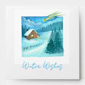 Winter Star Over A Quiet Cabin Christmas Card Envelope