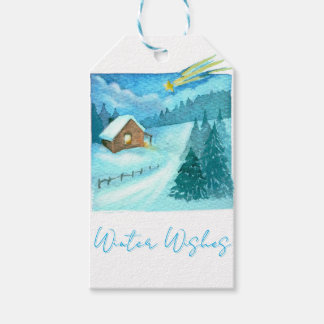 Winter Star Over A Quiet Cabin Christmas Gift Tags