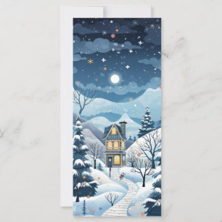 Winter starry night greeting card 