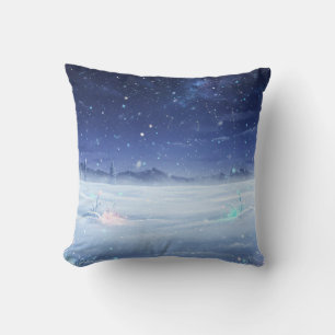Winter Starry Night Throw Pillow