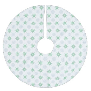 Winter Stars and Snowflake Pattern White Brushed Polyester Tree Skirt