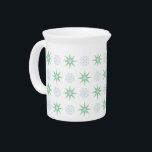 Winter Stars and Snowflakes White Beverage Pitcher<br><div class="desc">Winter pattern with pastel green stars and light blue snowflake pattern on Christmas porcelain pitcher.</div>