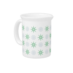 Winter Stars and Snowflakes White Beverage Pitcher