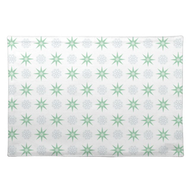 Winter Stars and Snowflakes White Cloth Placemat (Front)