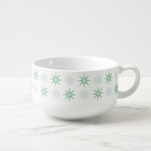 Winter Stars and Snowflakes White Soup Mug