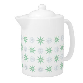 Winter Stars and Snowflakes White Teapot