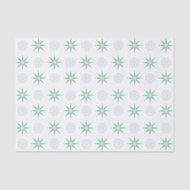 Winter Stars and Snowflakes White Tissue Paper (Front)