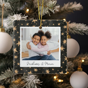 Winter Stars Double Sided Personalized Photo Ceramic Ornament