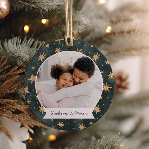 Winter Stars Double Sided Personalized Photo Ceramic Ornament