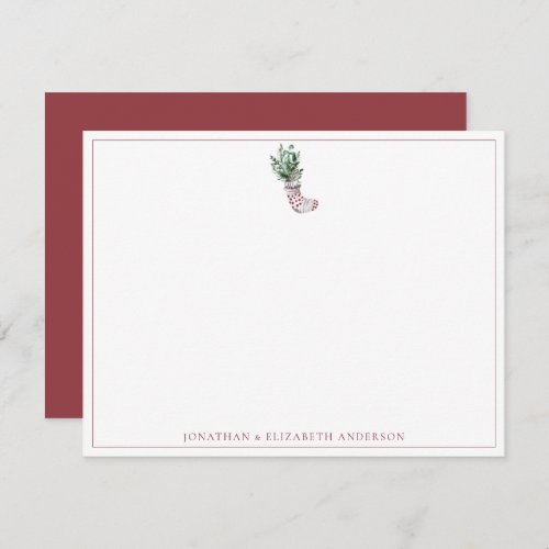 Winter Stocking Festive  Note Card
