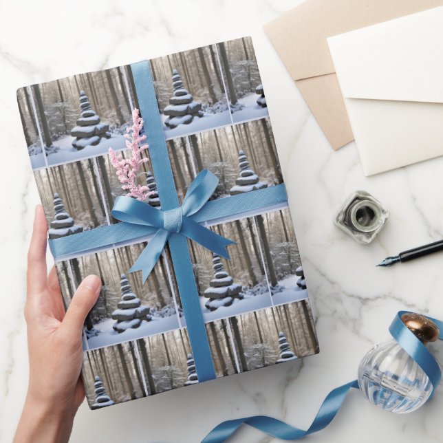 Winter Stone Cairn Wrapping Paper (Gifting)
