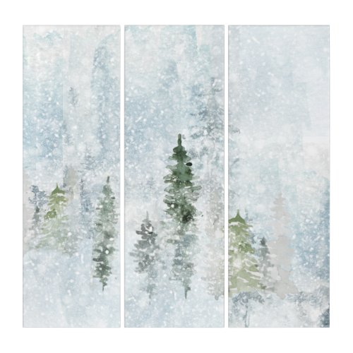 Winter Storm Pines  Faux Canvas Print Triptych