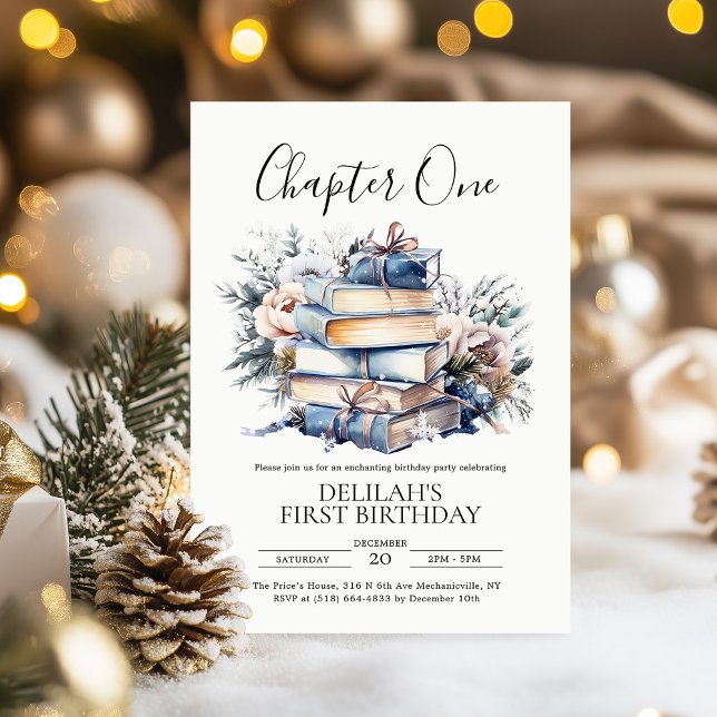 Winter Storybook First Birthday Chapter One Invitation (Creator Uploaded)