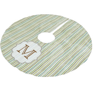 Winter Stripe Monogram Initial Tree Skirt