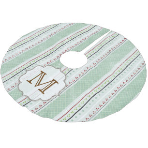Winter Stripe Monogram Initial Tree Skirt