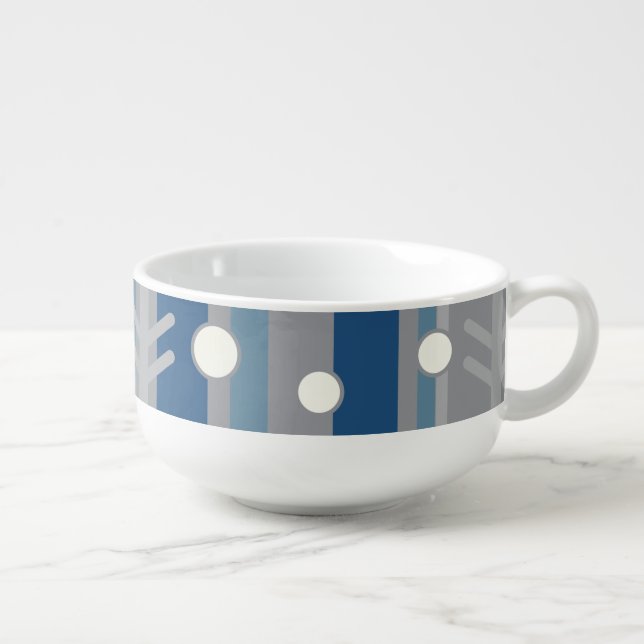 Winter Stripes and Snow Soup Mug (Left)