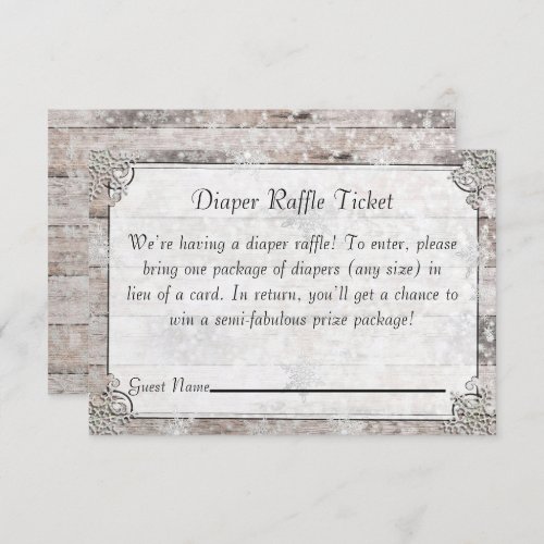 Winter Style Baby Shower Diaper Raffle Ticket Card